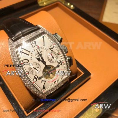 Perfect Replica Franck Muller Tourbillon SS Black White Men Watch